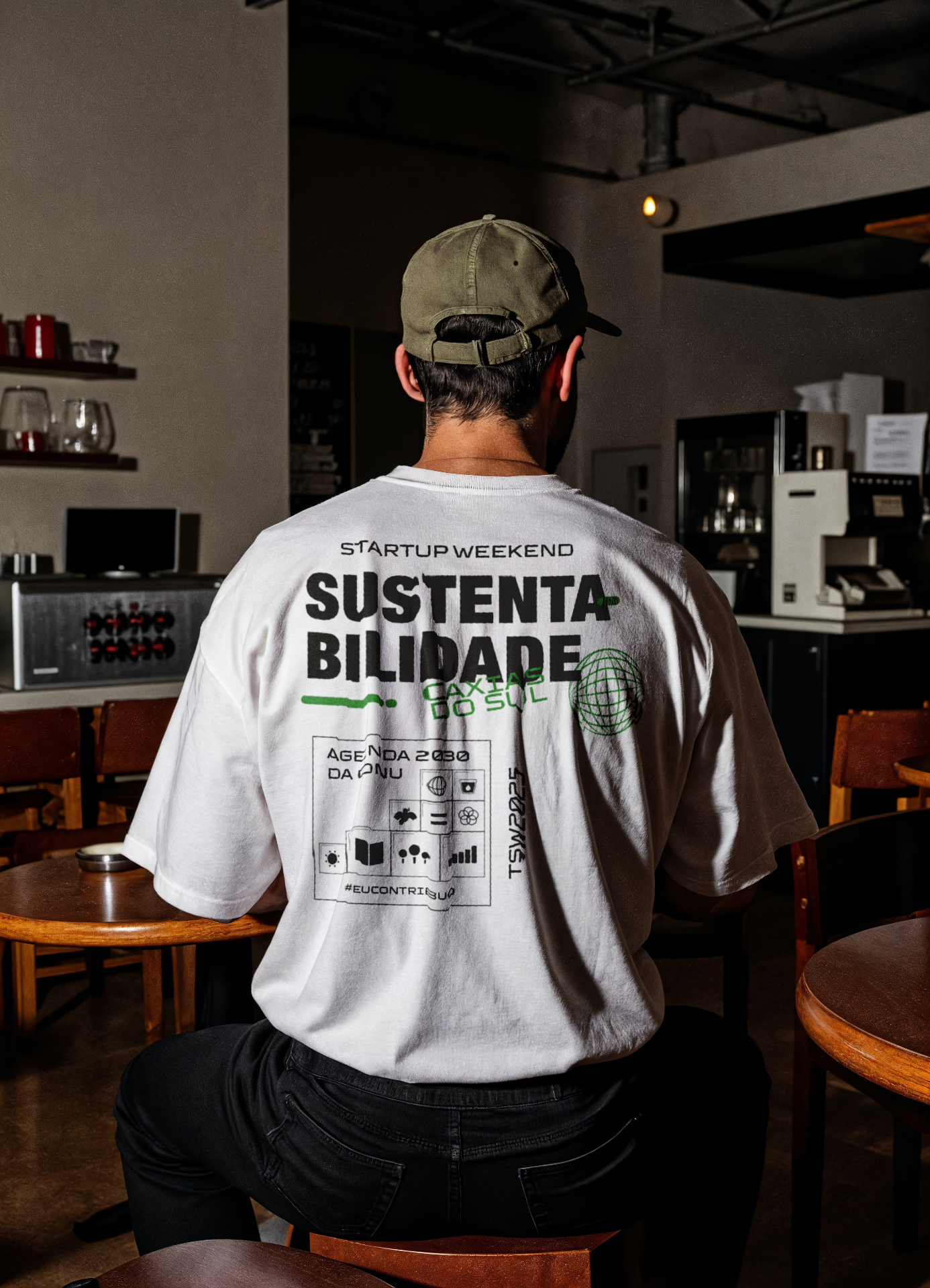 Camiseta oficial da edição Sustentabilidade do Startup Weekend Caxias do Sul.