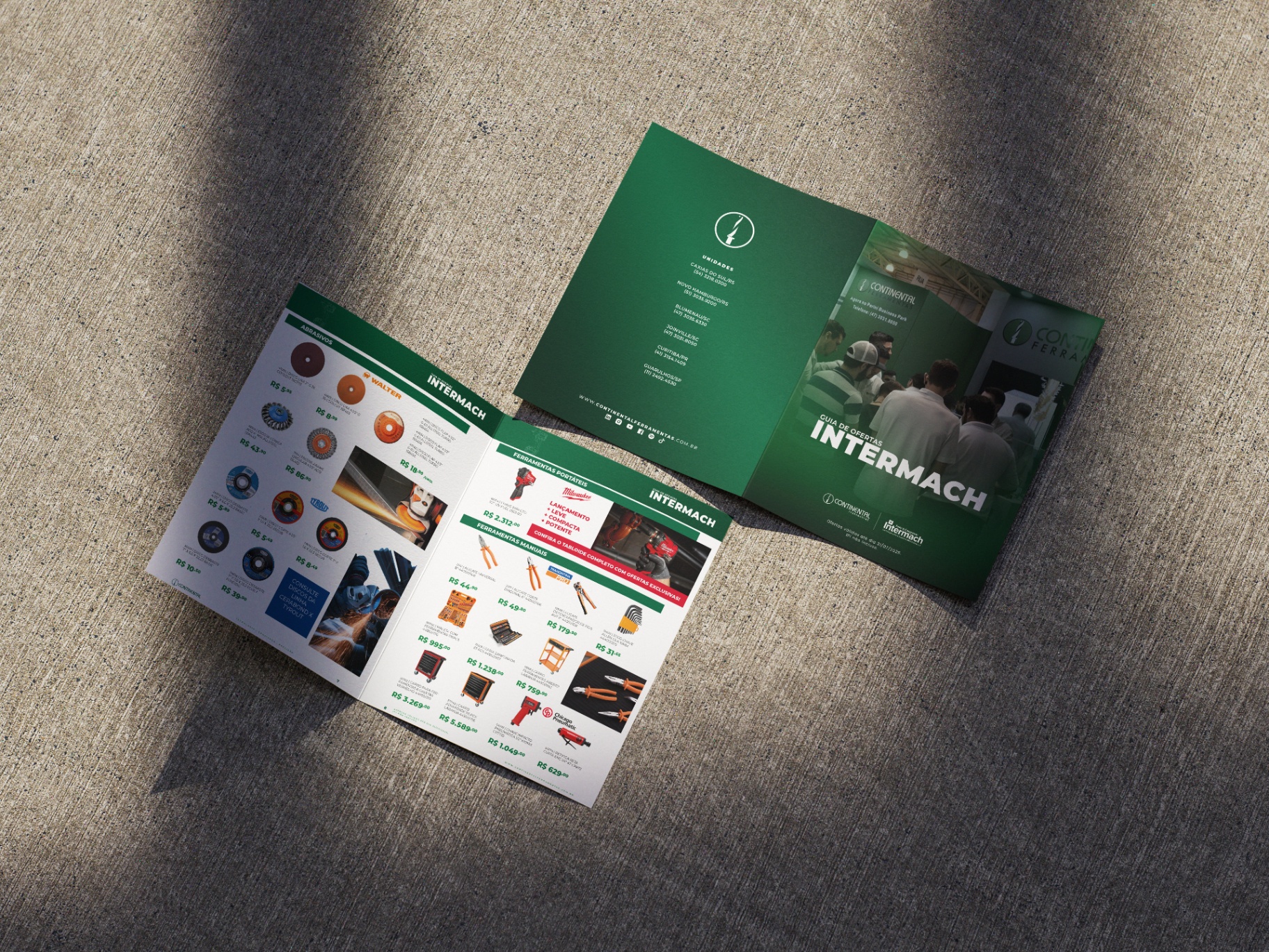 Mockup do Guia de Ofertas Intermach da Continental Ferramentas.
